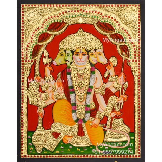 Panchamuga Hanuman Tanjore Painting