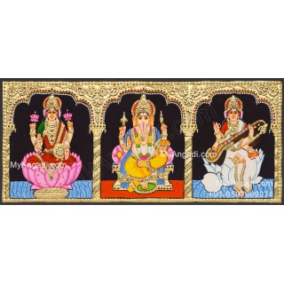 Ganesha Lakshmi Saraswathi Tanjore Painting