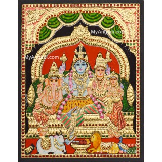 Shivan Family Tanjore Painting