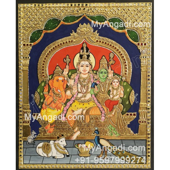 Shivan Family Tanjore Painting Shivan Family Tanjore Painting