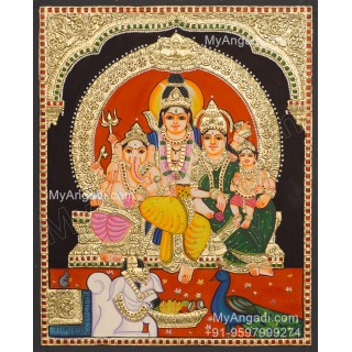 Shivan Family Tanjore Painting