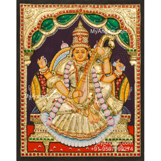 Saraswathi 3D Tanjore Painting