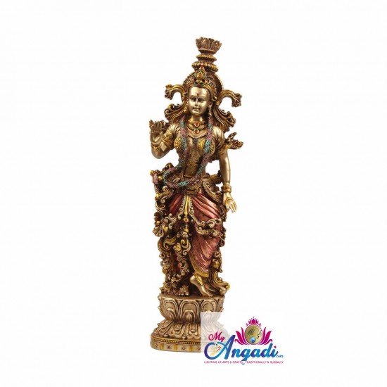 Radha Krishna Pair Standing Fine Metal Finish Statue