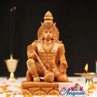 Hanuman Sitting - Wooden Statue