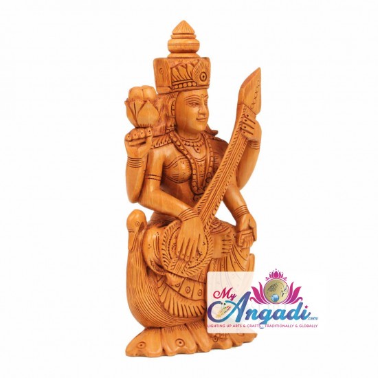 Saraswathi - Wooden Statue