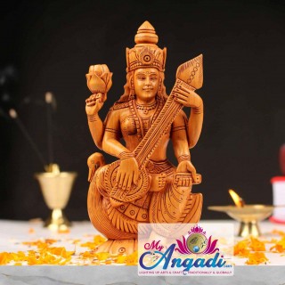 Saraswathi - Wooden Statue