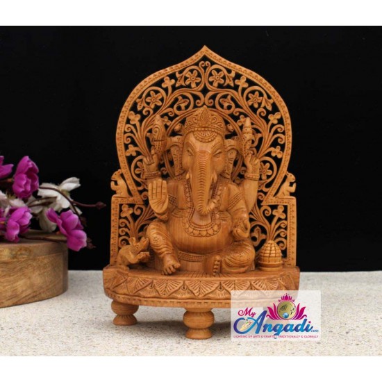 Ganesha Sitting - Wooden Statue