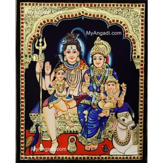 Shiva Family Paarvathi Ganesh Murugan Tanjore Painting