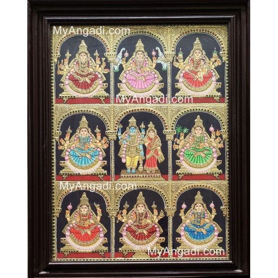 Ashta Lakshmi Tanjore Painting, AshtaLakshmi Tanjore Painting