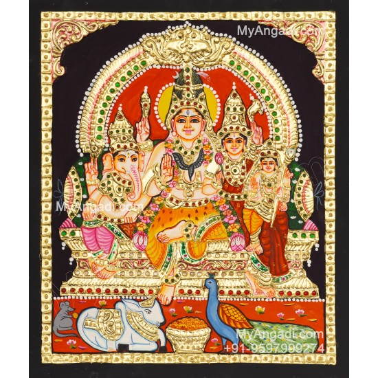 Shiva Family Tanjore Painting - Shiva Parivar