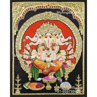 Panchamuga Ganesha Tanjore Painting