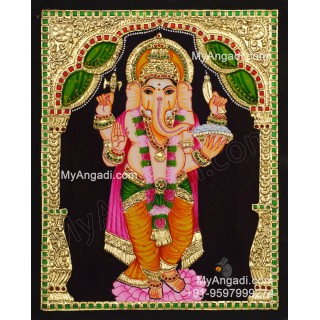 Standing Ganesha Tanjore Painting 