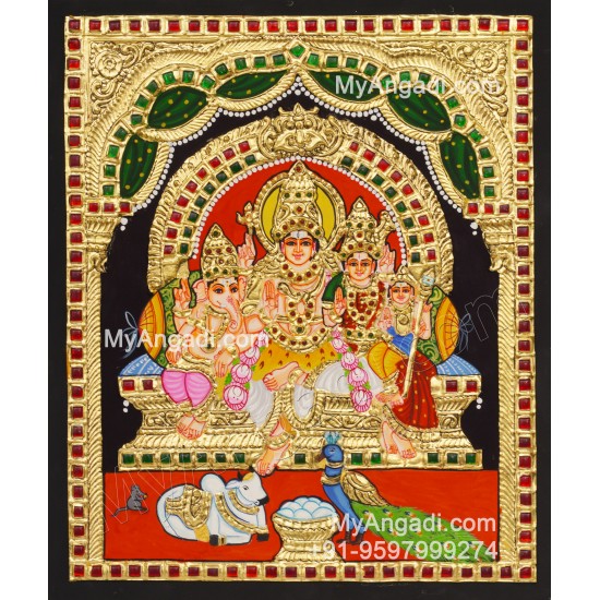 Shiva Family Tanjore Painting - Shiva Parivar