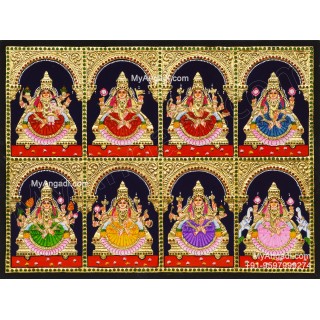 Ashta Lakshmi Tanjore Painting, AshtaLakshmi Tanjore Painting