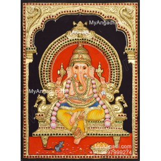 Ganesha 3d Embossed Tanjore Painting