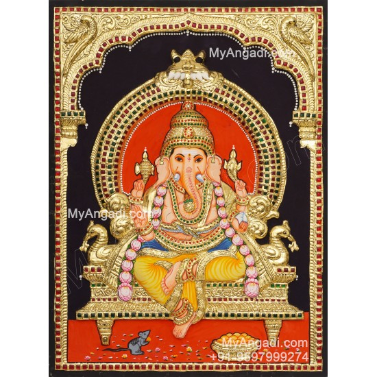 Ganesha 3d Embossed Tanjore Painting