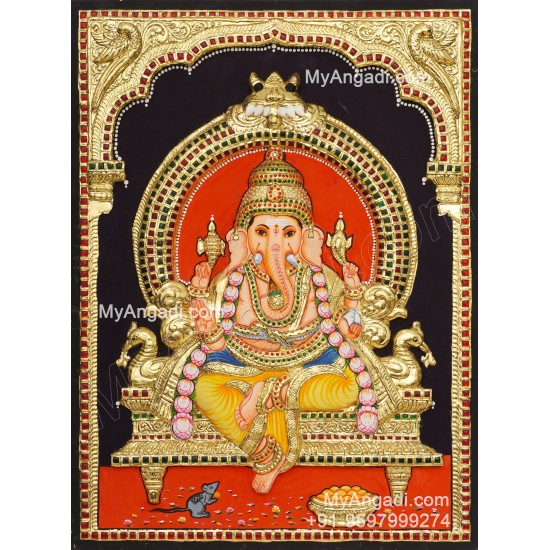 Ganesha 3d Embossed Tanjore Painting