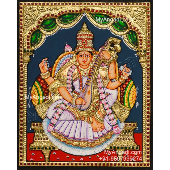 Saraswathi 3D Tanjore Painting