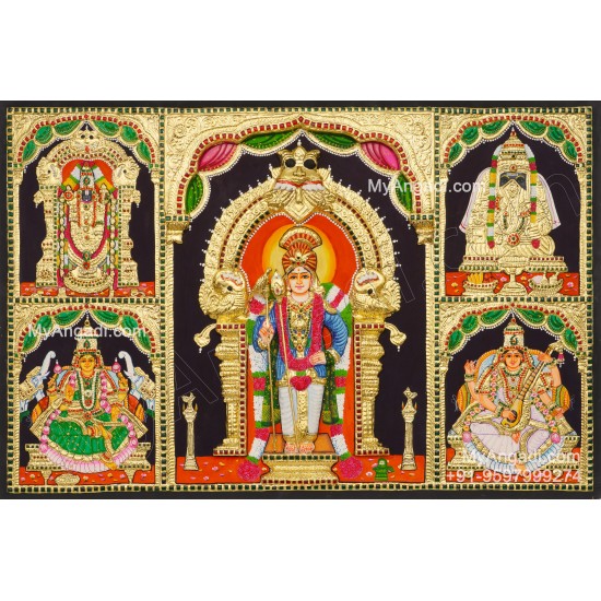 Panel Balaji Lakshmi Murugan Ganesha Saraswathi Tanjore Painting