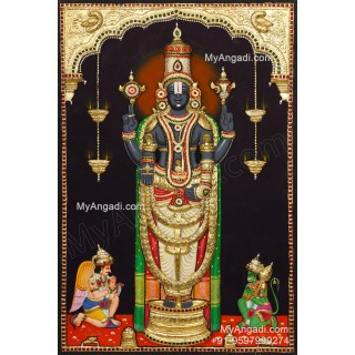 Balaji With Garudar Hanuman 3d Tanjore Painting