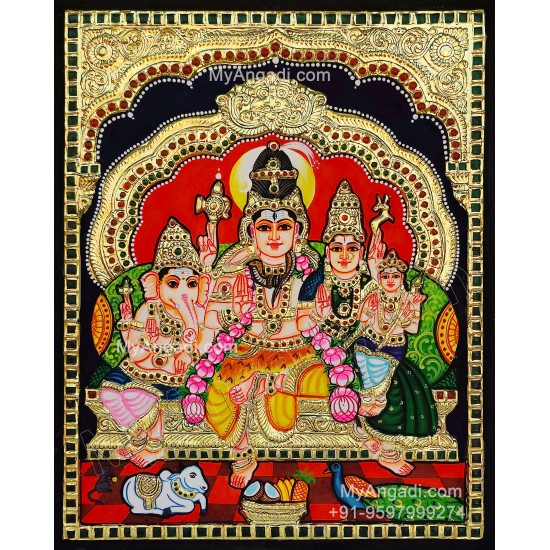 Shivan Family Tanjore Painting