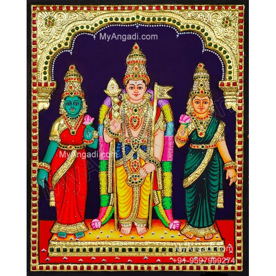 Murugan Valli Deivanai 3D Tanjore Painting