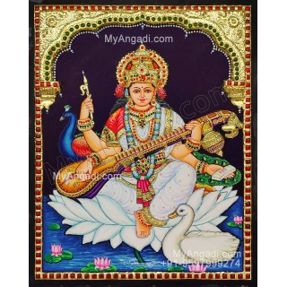 Saraswathi  3D Tanjore Painting