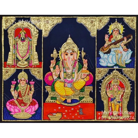 Panel Balaji Lakshmi Murugan Ganesha Saraswathi Tanjore Painting