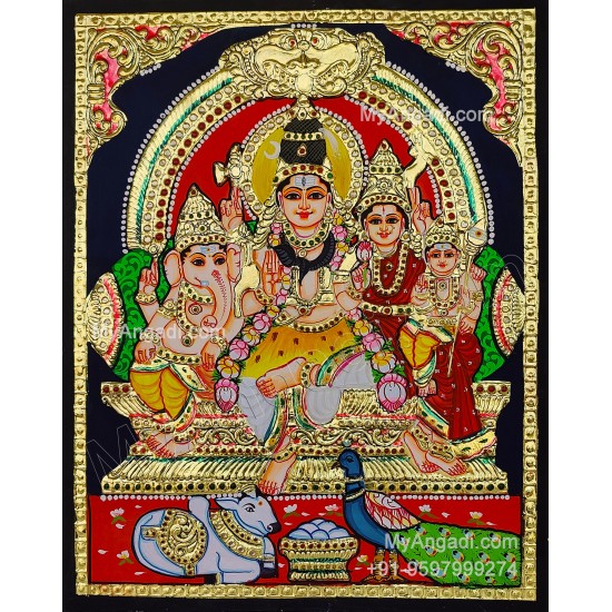 Shivan Family Tanjore Painting Shivan Family Tanjore Painting