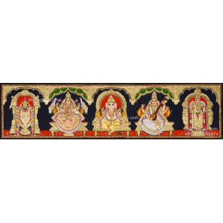 5 Panel Balaji Lakshmi Murugan Ganesha Saraswathi Tanjore Painting