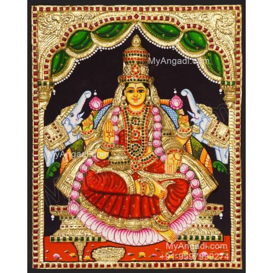 Gajalakshmi 3d Embossed Tanjore Painting