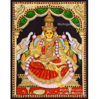 Gajalakshmi 3d Embossed Tanjore Painting