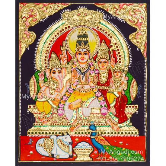 Shivan Family Tanjore Painting