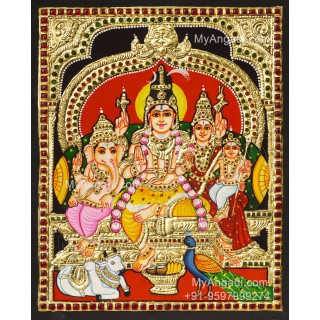 Shivan Family Tanjore Painting