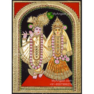 Krishna Radha Tanjore Painting, Radha Krishna Tanjore Painting