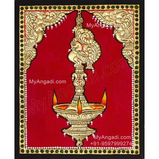 Vilakku Lamp Tanjore Painting