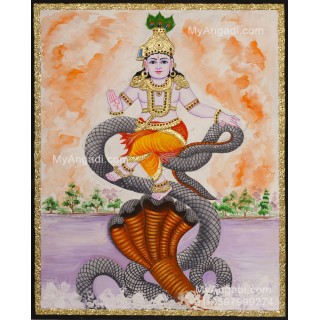 Kalinga Narthanam Krishna Tanjore Painting, Krishna Tanjore Painting