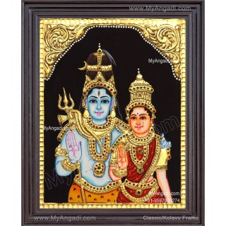 Shiva and Parvathi Devi Tanjore Paintings