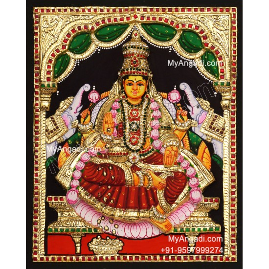3D Gajalakshmi Tanjore Painting