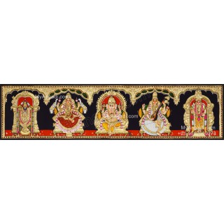 5 Panel Balaji Lakshmi Murugan Ganesha Saraswathi Tanjore Painting