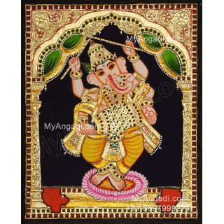 Dancing Ganesha Tanjore Paintings