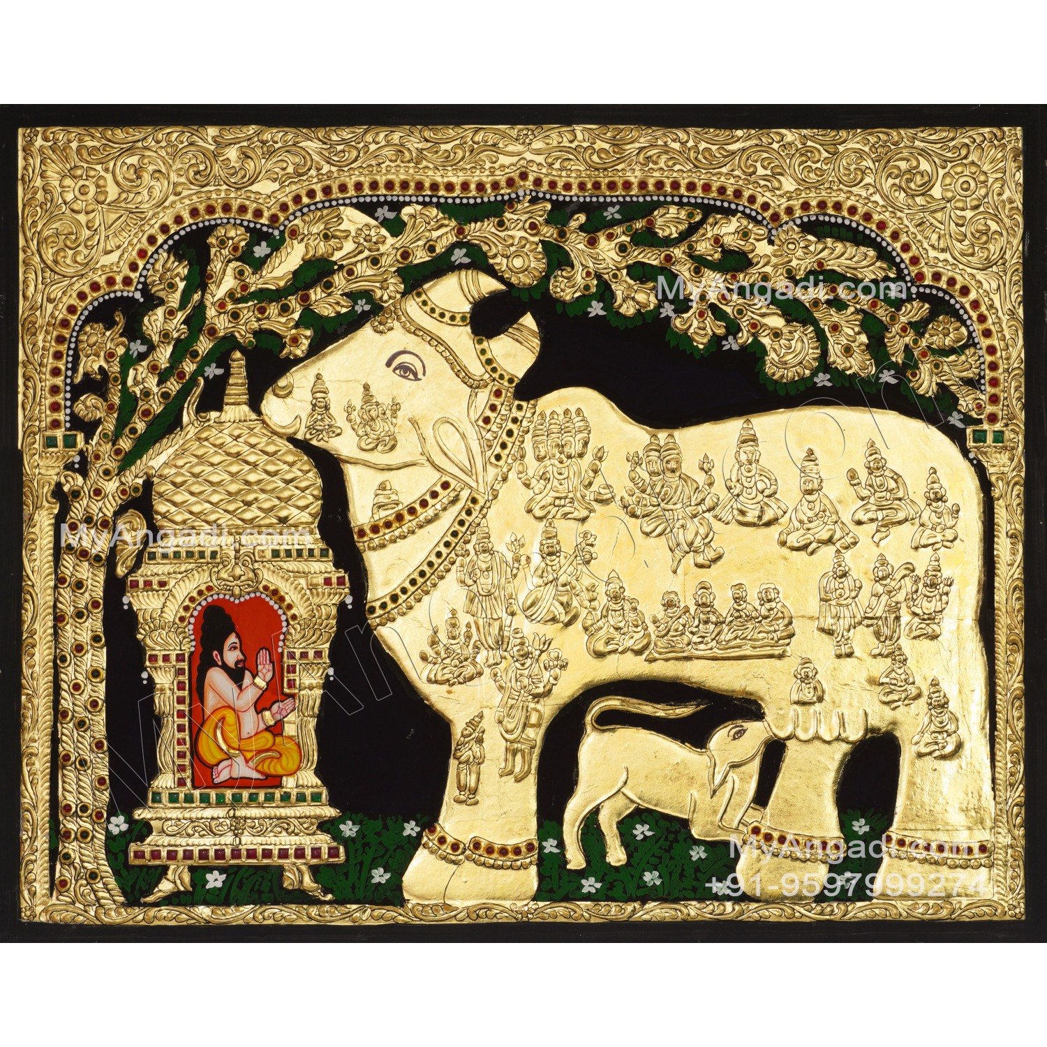 Komatha with Saint Tanjore Painting