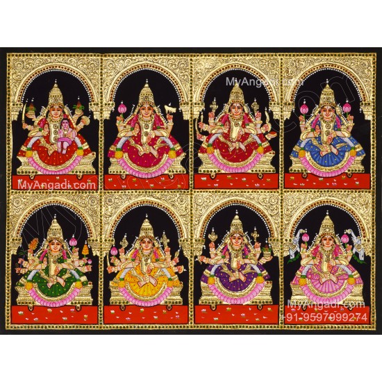 Ashta Lakshmi Tanjore Painting, AshtaLakshmi Tanjore Painting