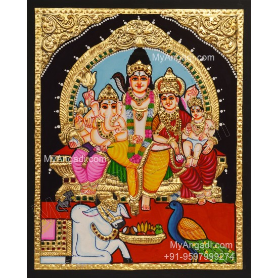 Shiva Parivar Tanjore Painting