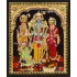 Ram Darbar - Ram with Sita, Hanuman, Lakshmanan Bharathan and Shatrughna Tanjore Painting