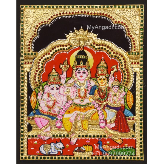 Shivan Parivar Super Emboss Tanjore Painting