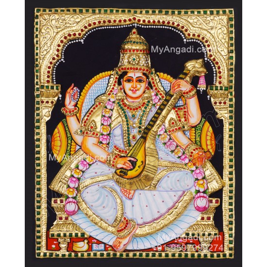 Saraswathi  3D Tanjore Painting