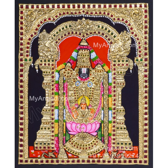 Perumal With Lakshmi Tanjore Painting