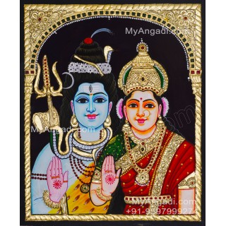 Shivan Parvathi Tanjore Painting