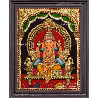 Ganesha 3d Embossed Tanjore Painting